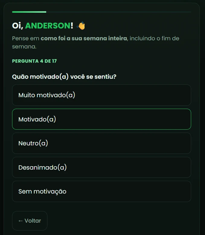 Pergunta estratégica do check-in RADAR NEXO-A